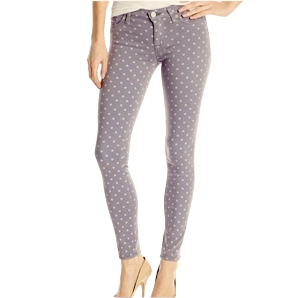 Hudson Jeans Women’s Krista Ankle Gray with White Polkadot Skinny Jeans Size 25